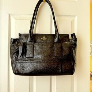 Kate Spade Black Leather Tote with Tassel!! Excellent Condition!